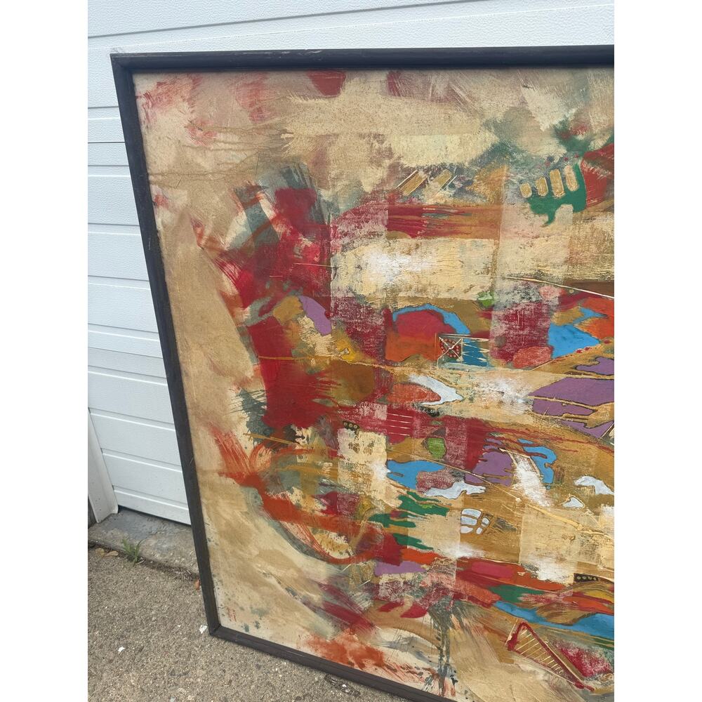 Original Signed Wayan Cameng Bali Artist Large Abstract Mural 61X53" - Picture 3 of 14